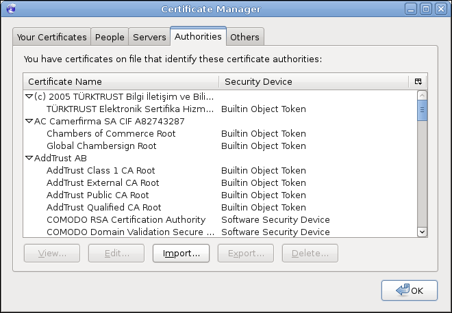 RSA сертификат. ADDTRUST ab. Token object